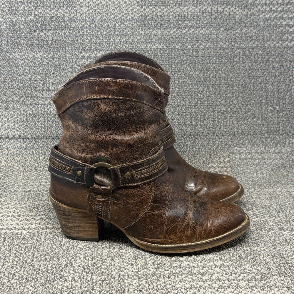Dingo Metro Collection Western Harness Boots Brown Leather Zipper Women's US 8